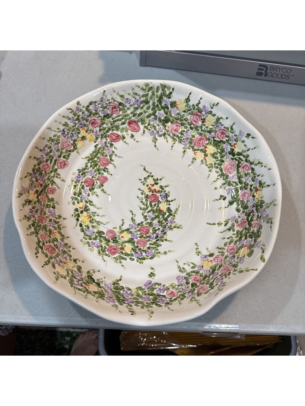 Tabletops Unlimited "Spring Garden" hand-painted ceramic bowl never used.